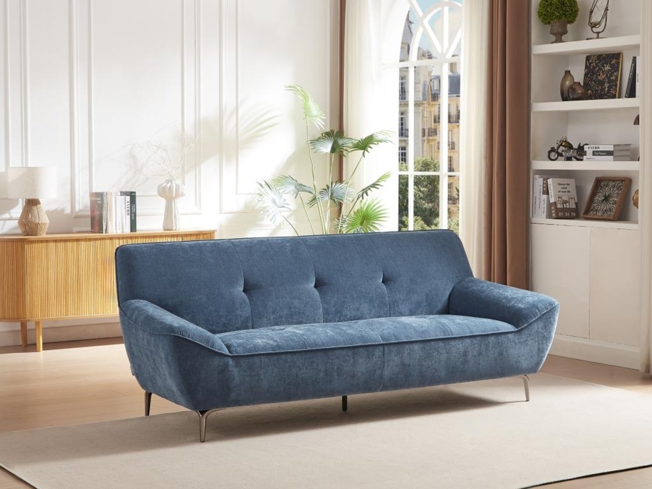 Vente-unique - Sofa 3-Sitzer - Stoff - Blau - PAVULIA Bild 1