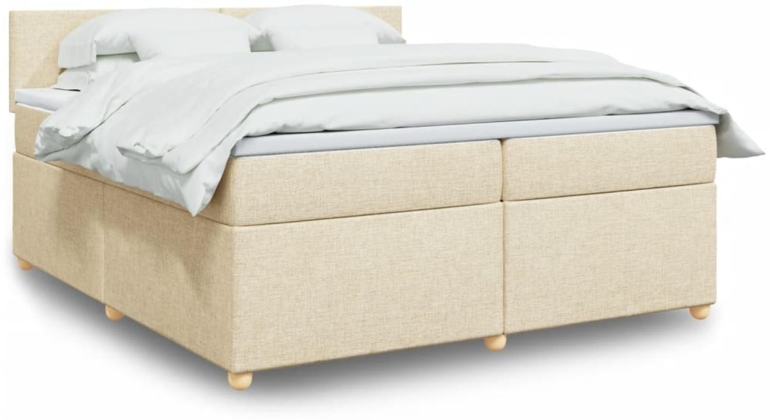 vidaXL Boxspringbett mit Matratze Creme 200x200 cm Stoff 3289085 Bild 1