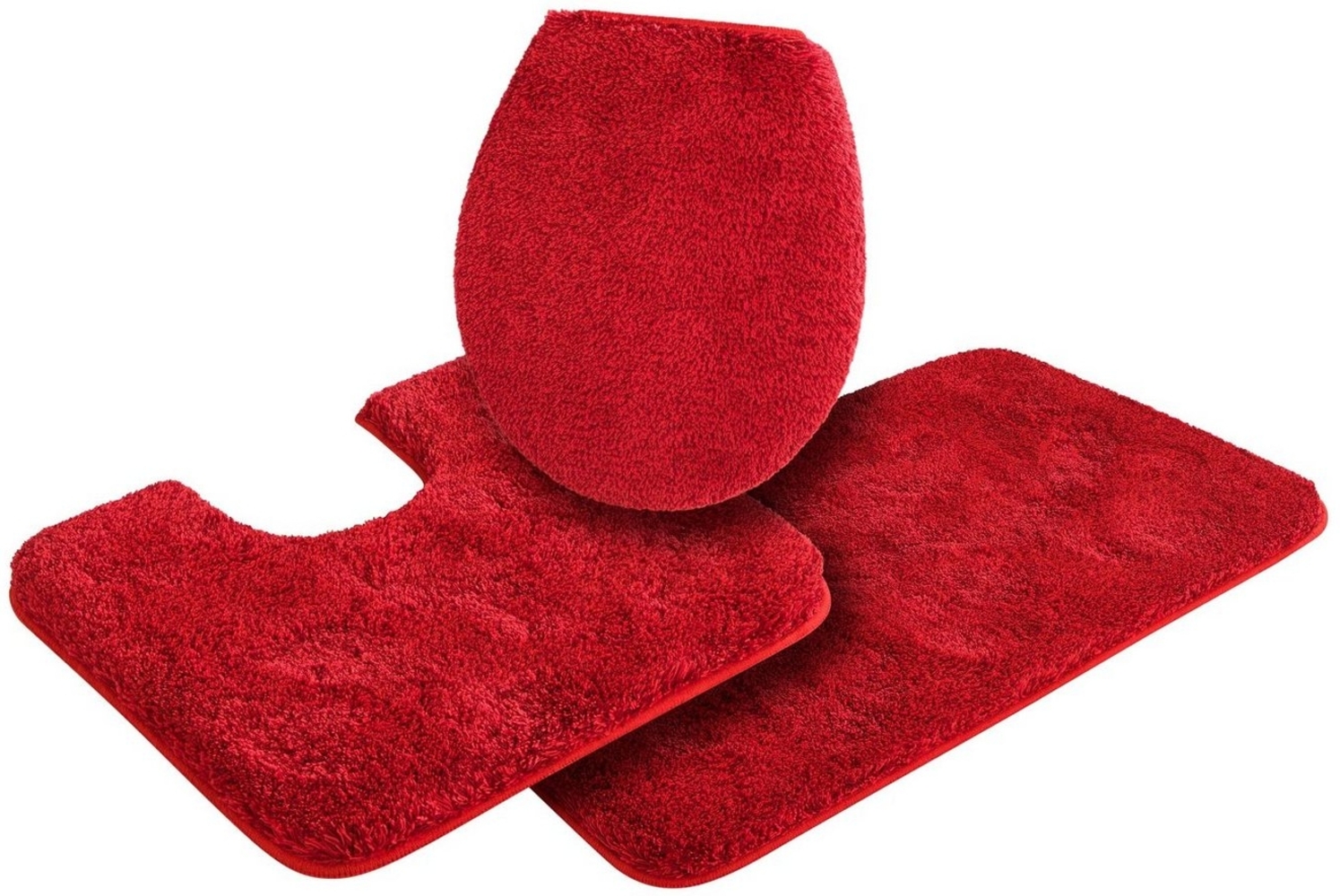 Grund Badematte Melos, Badvorleger, Badezimmer Teppich, sehr weich, Höhe 27 mm, rutschhemmend beschichtet, fußbodenheizungsgeeignet, Kunstfaser, rechteckig, 3-tlg. Stand-WC Set, melierte Optik, sehr weicher Flor, Melange-Effekt, Made in Europe Bild 1