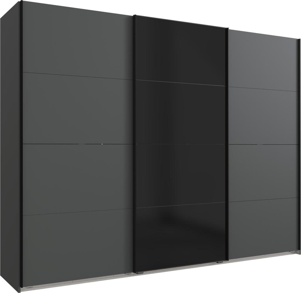 Schwebetürenschrank >BARCELONA< (BxH: 270x208 cm) in GRPAHIT + GLAS SCHWARZ Bild 1