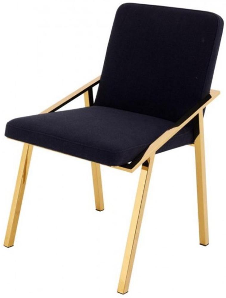 Casa Padrino Luxus Designer Stuhl Schwarz Gold - Luxus Kollektion Bild 1