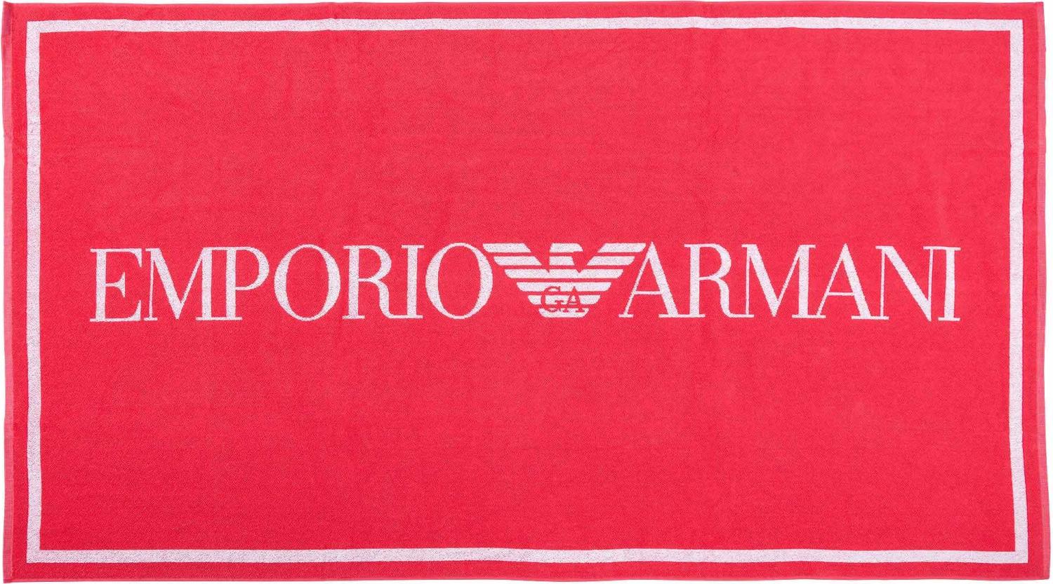 EMPORIO ARMANI Unisex Strandtuch - Badetuch, Logo, Baumwolle Koralle 170x100cm Bild 1