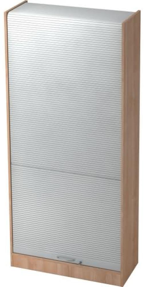 Rollladenschrank 90cm, 5OH BM Nussbaum / Silber Bild 1