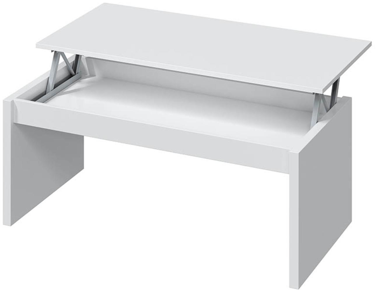 Couchtisch >Coffee Table< höhenverstellbar in weiß glänzend - 102x43x50 (BxHxT) Bild 1