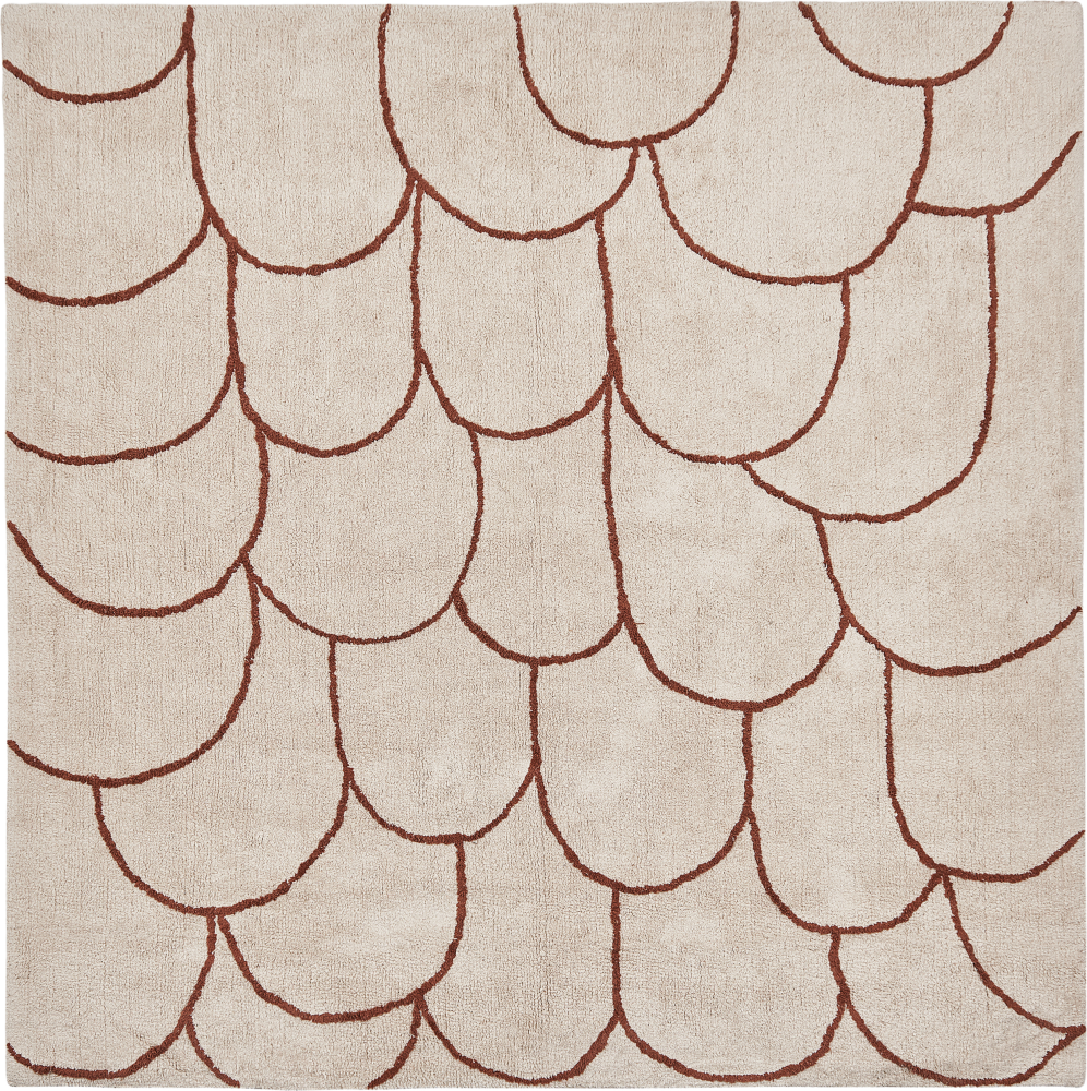 Teppich Baumwolle beige braun 200 x 200 cm geometrisches Muster Kurzflor AVDAN Bild 1