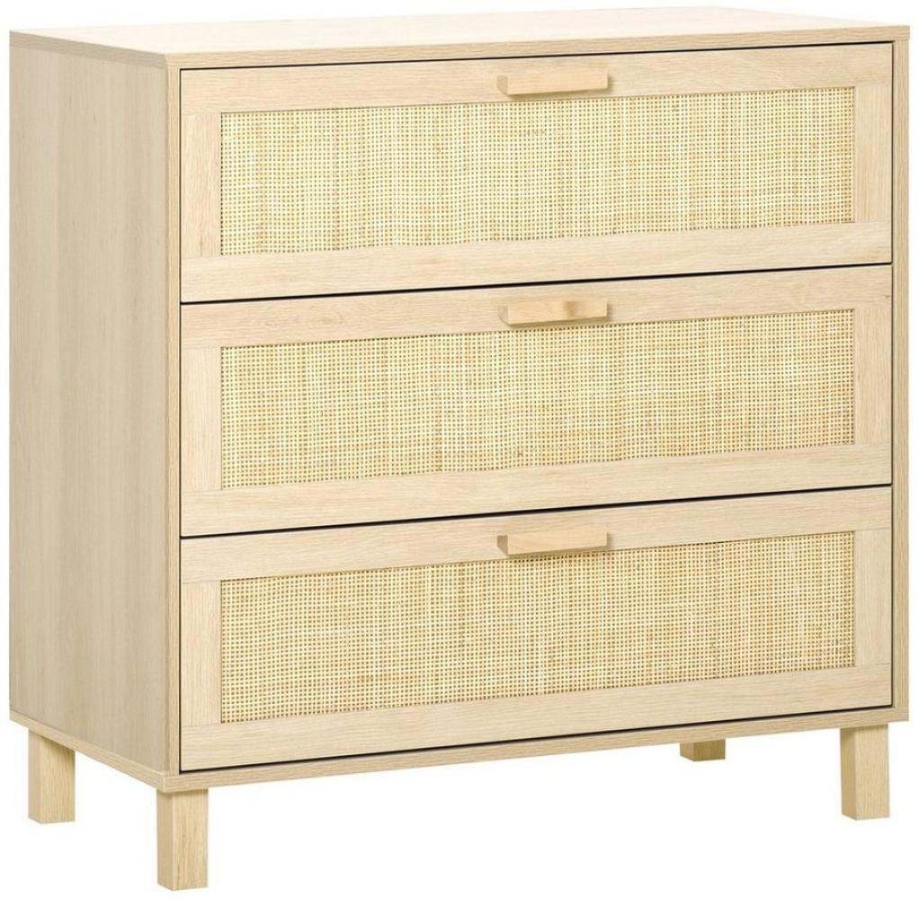 HOMCOM Kommode Beistellschrank, Sideboard mit 3 Schubladen (Schubladenschrank, 1 St, Aufbewahrungsschrank), für Schlafzimmer, Wohnzimmer, Natur Bild 1