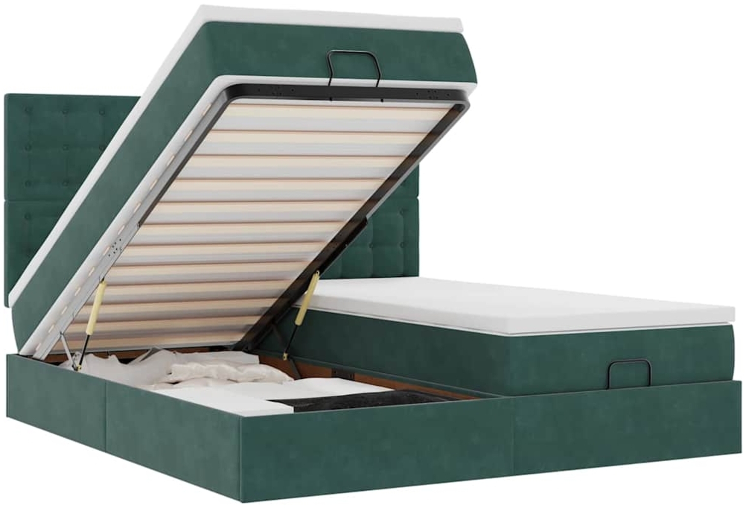 vidaXL Ottoman-Bett mit Matratzen & LEDs Dunkelgrün 160x200 cm Samt 3314654 Bild 1