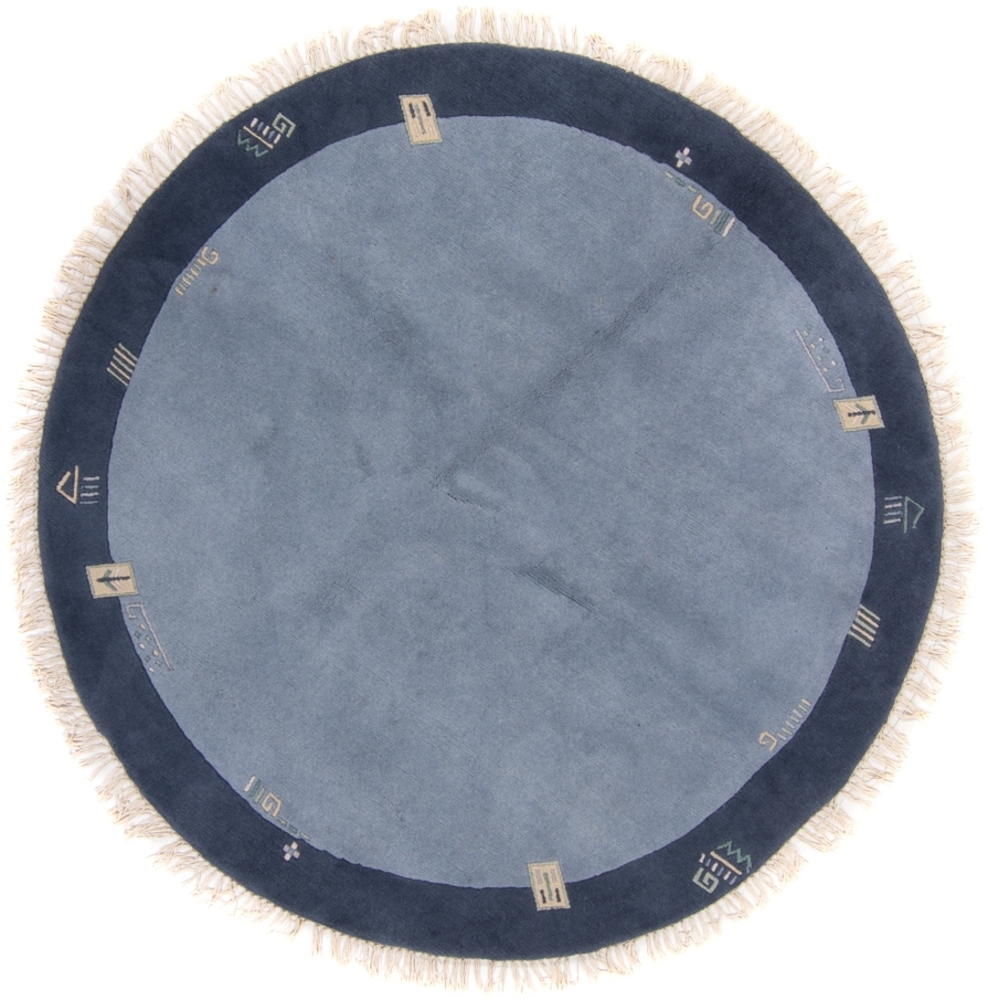 Morgenland Nepal Teppich rund - 197 x 197 cm - blau Bild 1