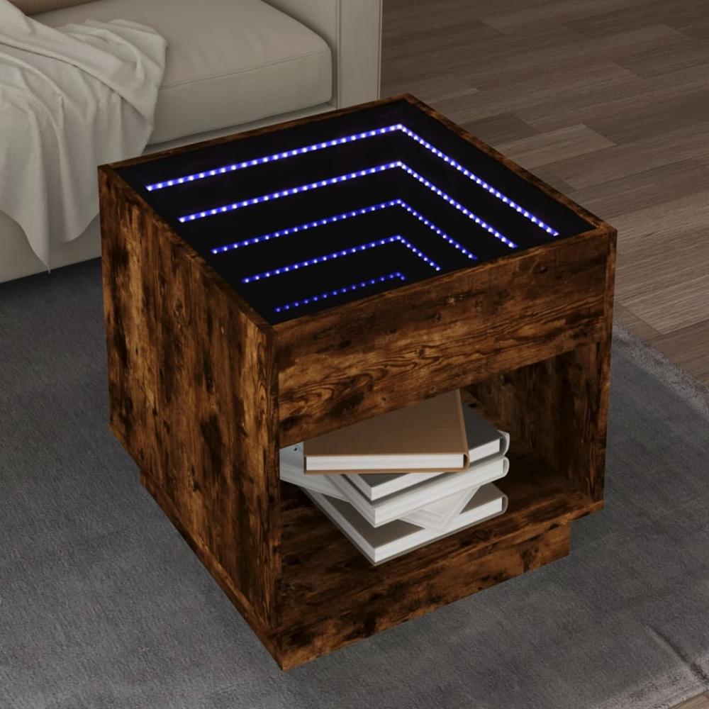 vidaXL Couchtisch mit Infinity-LED Räuchereiche 50x50x50 cm 847655 Bild 1