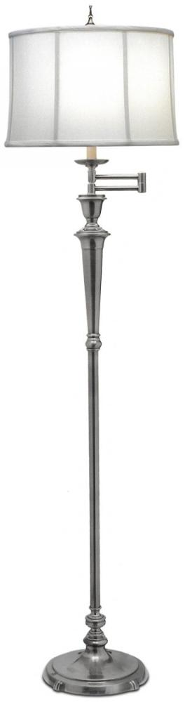 Stehlampe, Zinkguss Leinen, Nickel, H 167,6 cm Bild 1