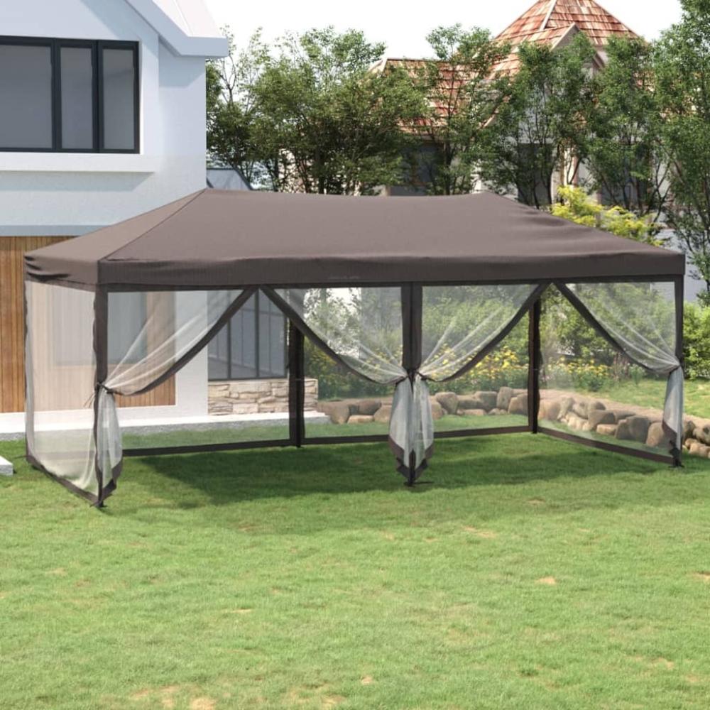 vidaXL Partyzelt Faltbar mit Seitenwänden Taupe 3x6 m 93554 Bild 1