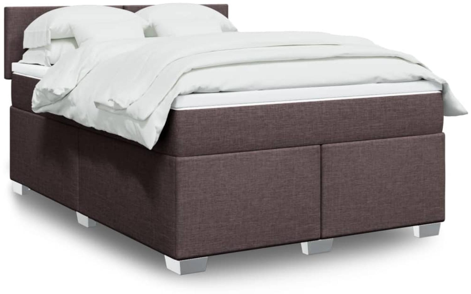 vidaXL Boxspringbett mit Matratze Dunkelbraun 140x190 cm Stoff 3288179 Bild 1