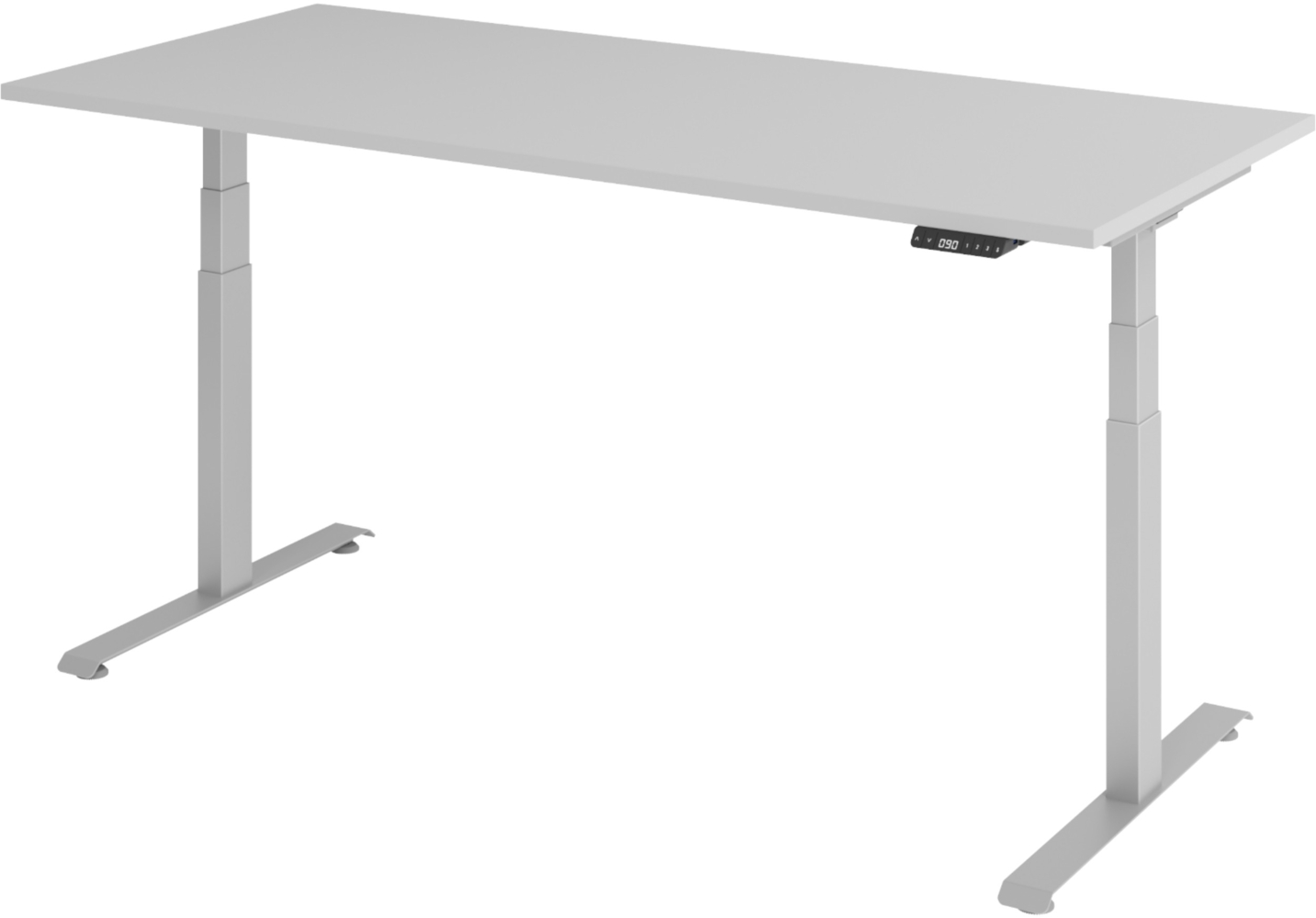 bümö höhenverstellbarer Schreibtisch 180x80 cm in grau, Gestell silber - Höhenverstellbar Elektrisch Stehpult mit 3-fach Speicher, Computertisch, Ergonomischer Steh-Sitz Tisch, Bürotisch, LXK65-19-5-S Bild 1