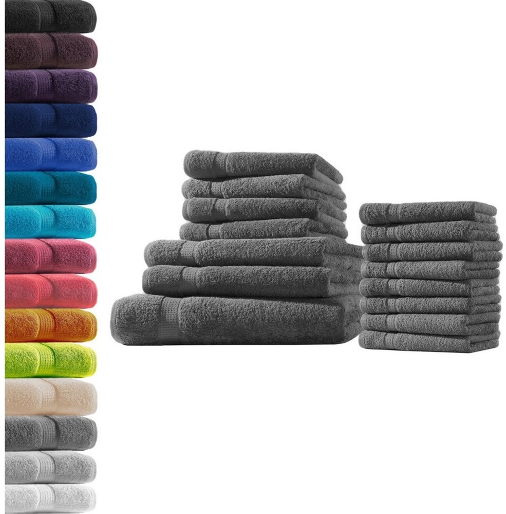 1x Badetuch + 2X Duschtuch + 4X Handtuch + 8X Gästetuch | Anthrazit | 100% Baumwolle Frottier | Oeko-TEX® Standard 100 | Premium Qualität 500 g/m² Bild 1