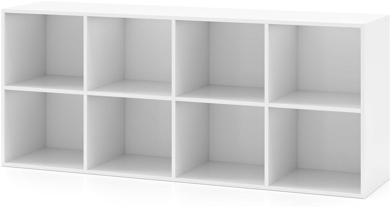 Bücherregal Bücherschrank mit 8 Fächern Büroregal Würfelregal Standregal Aufbewahrungregal 121,5 x 29 x 61 cm Weiß Bild 1