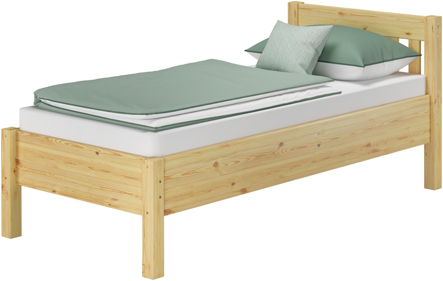 Hohes Holzbett 100x200 Bettrahmen mit Rollrost Seniorenbett Einzelbett V-60.55-10 Rollrost und Matratze inkl. Bild 1