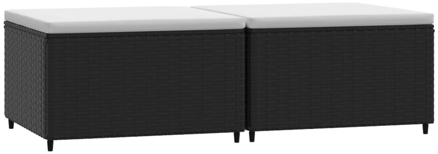 vidaXL Gartenhocker mit Kissen 2 Stk. Schwarz Poly Rattan 319741 Bild 1