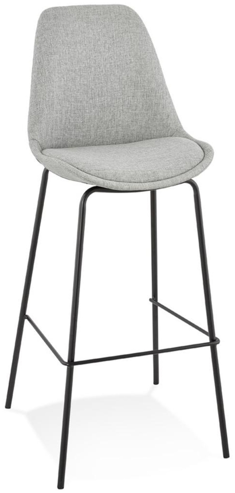 Kadima Design Barhocker Grau-Schwarz | 75 cm Sitzhöhe | Gepolstert Rückenlehne Fußstütze | Stoff Metall | 100 kg belastbar Bild 1