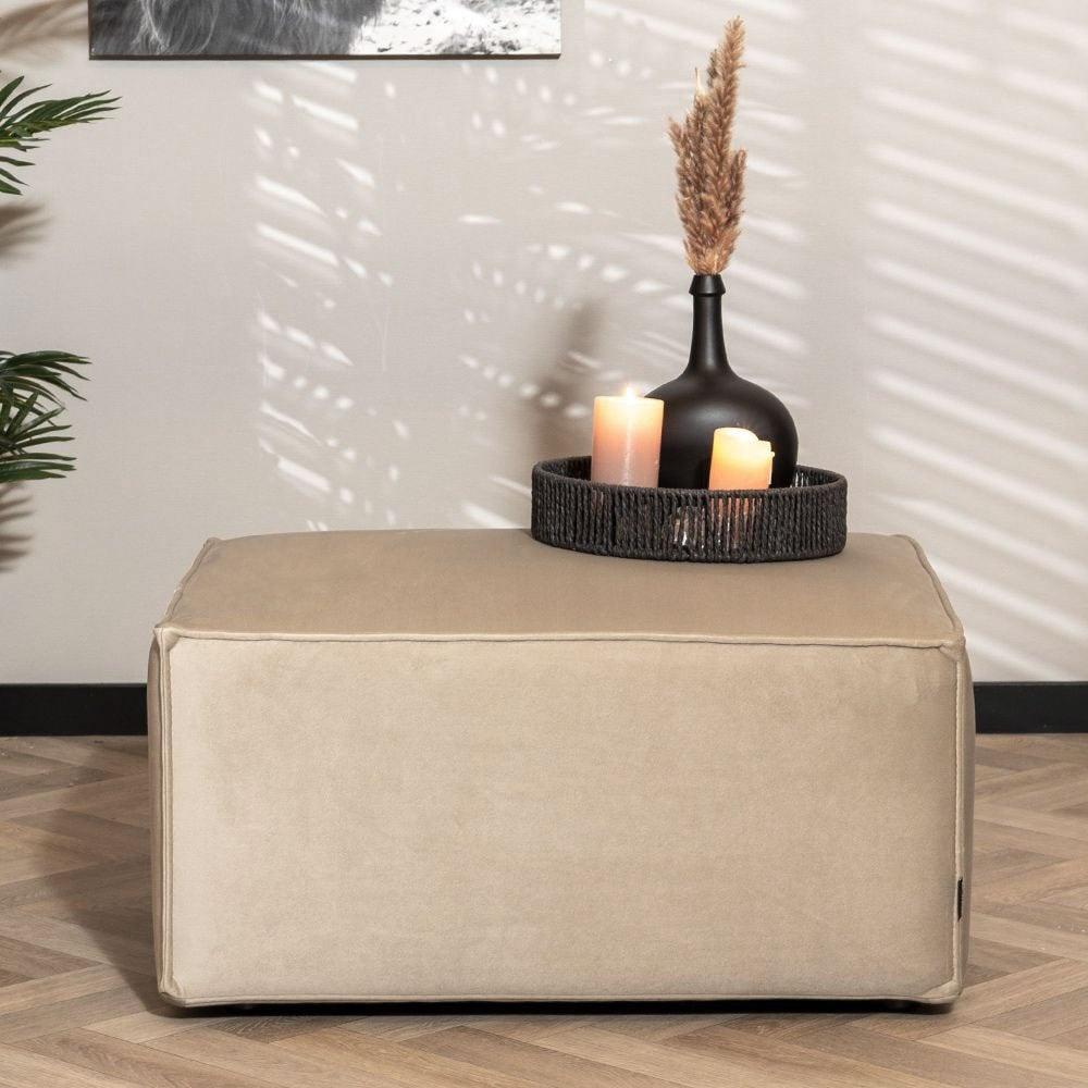 Bronx71 Samt Hocker Memphis rechteckig beige Bild 1