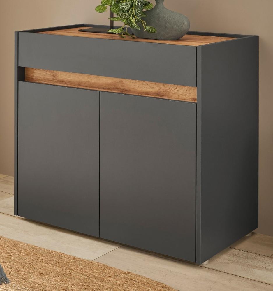 Schuhschrank Center in grau matt und Eiche Wotan 80 cm Bild 1