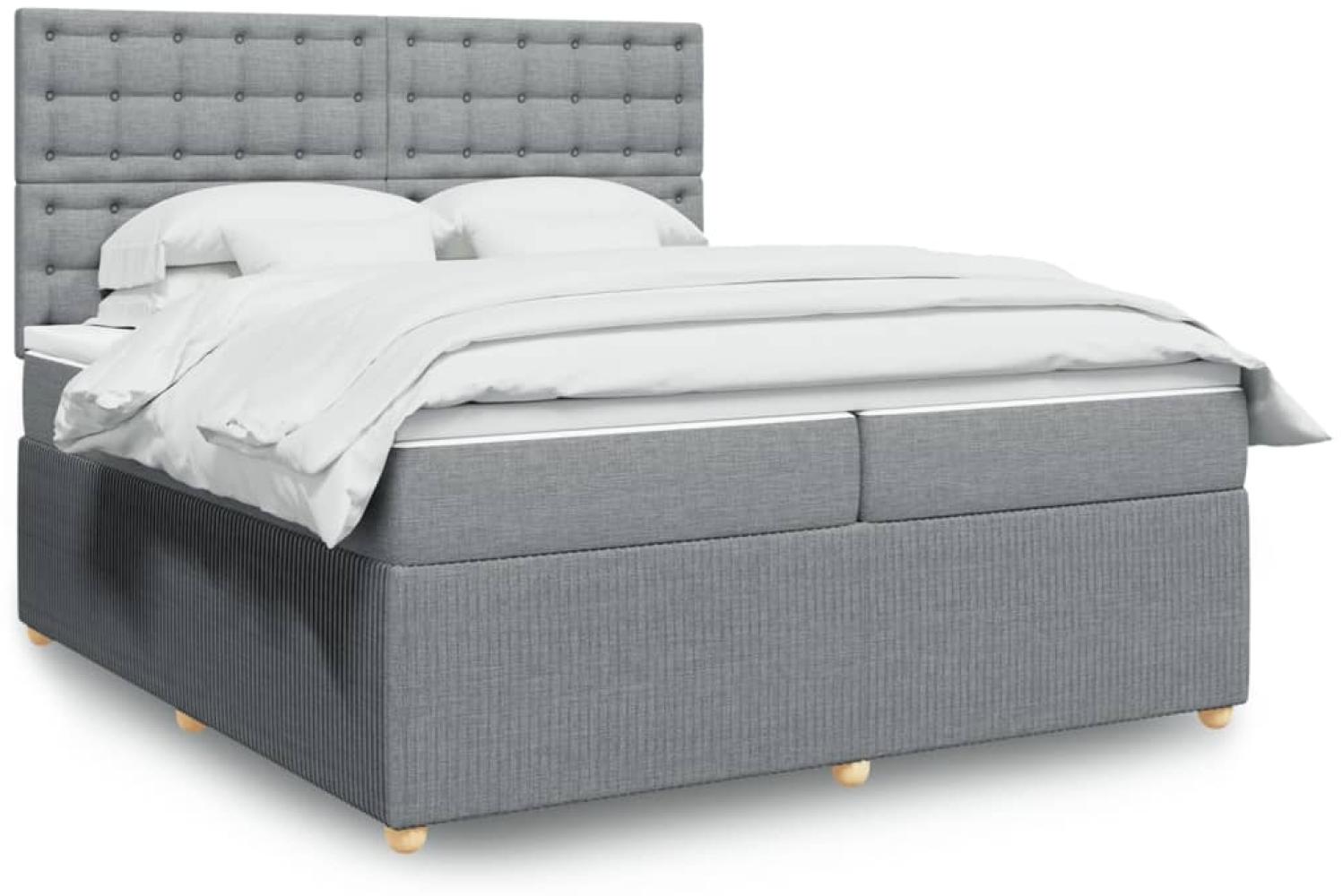 vidaXL Boxspringbett mit Matratze Hellgrau 200x200 cm Stoff 3294477 Bild 1