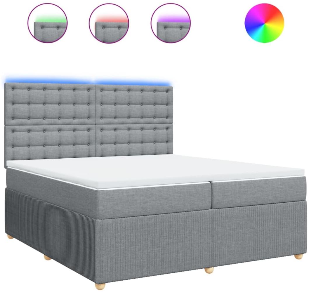 vidaXL Boxspringbett mit Matratze Hellgrau 200x200 cm Stoff 3294477 Bild 1