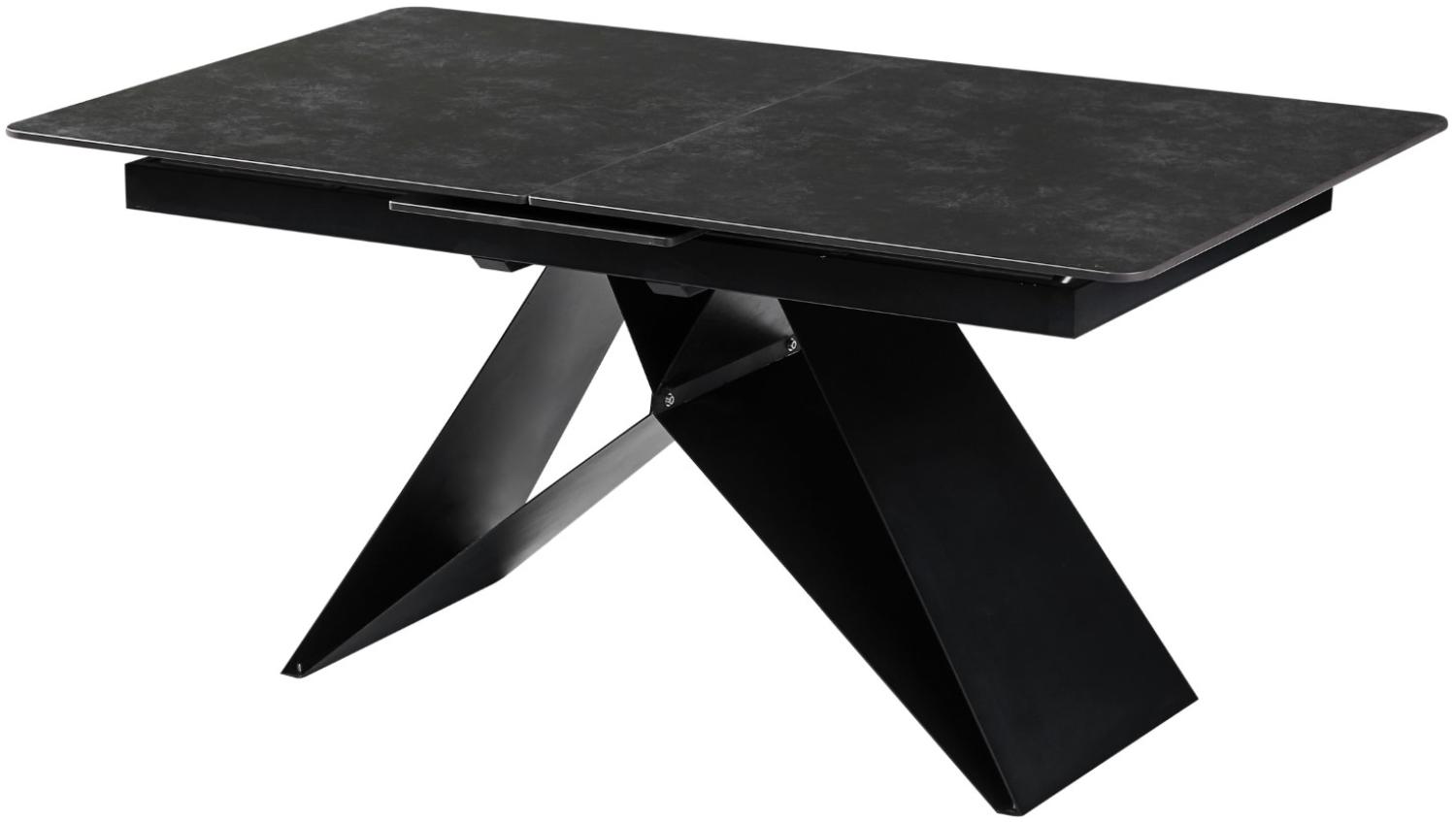 Ausziehtisch Cherasco - 160/200x90 cm - gesinterter Stein dunkelgrau - Gestell W-Form Bild 1