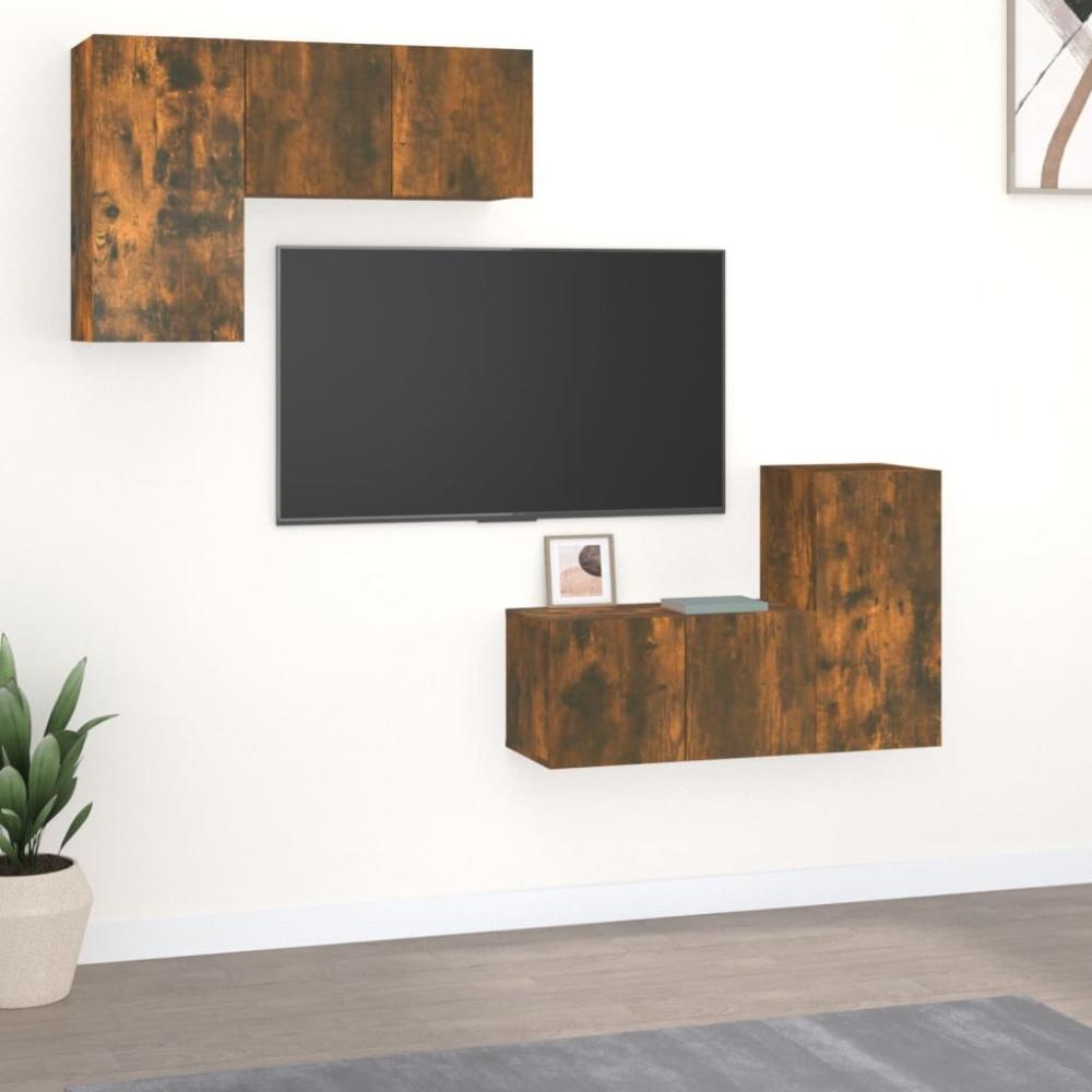 4-tlg. TV-Schrank-Set Räuchereiche Holzwerkstoff [3120272] Bild 1