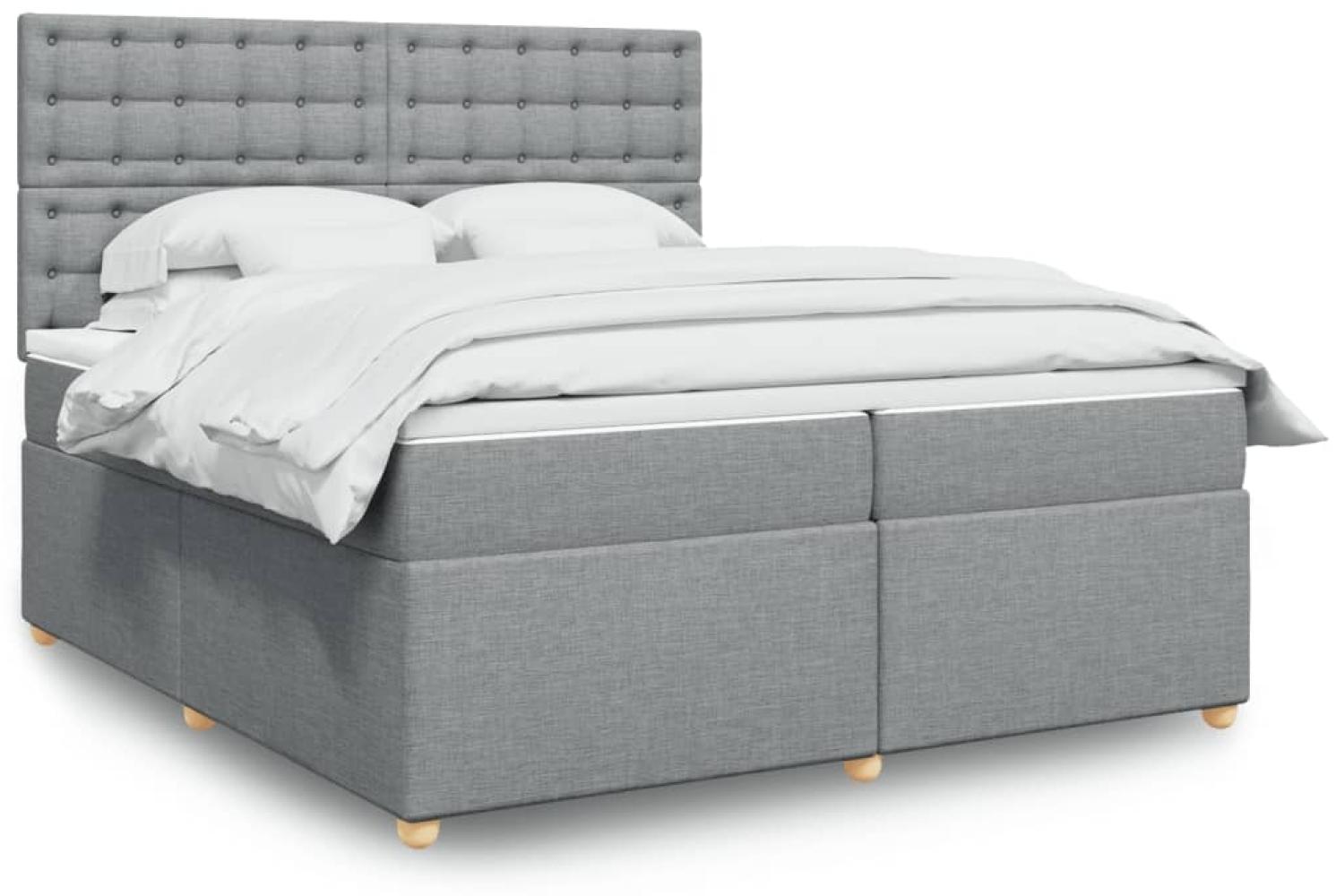 vidaXL Boxspringbett mit Matratze Hellgrau 200x200 cm Stoff 3293701 Bild 1