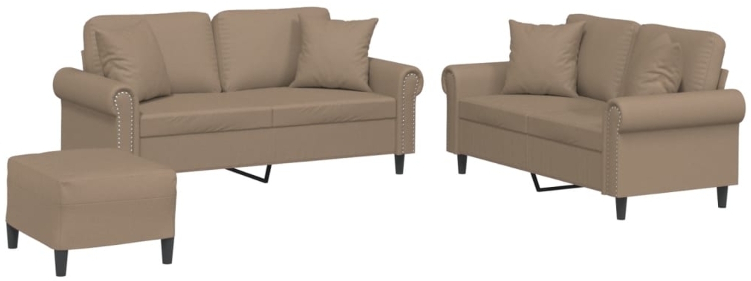 vidaXL 3-tlg. Sofagarnitur mit Kissen Cappuccino-Braun Kunstleder 3202169 Bild 1