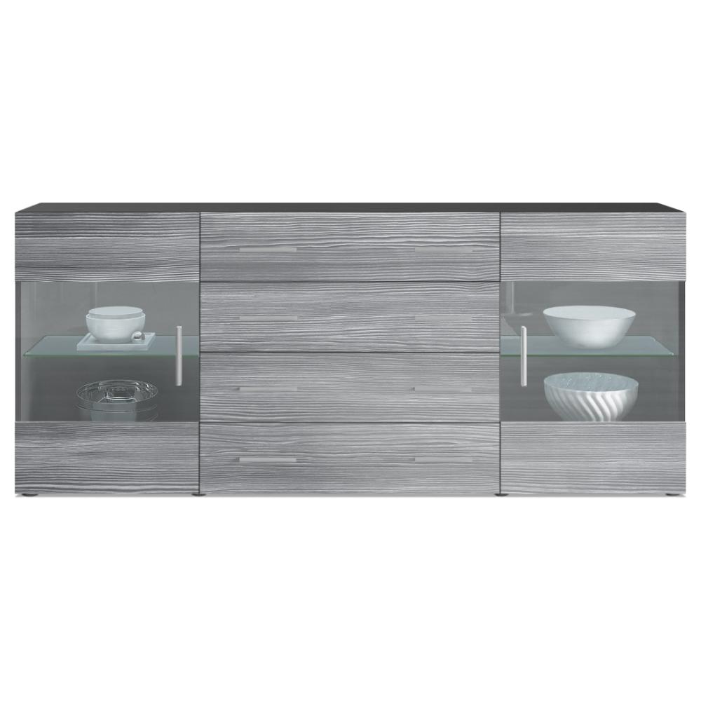 Sideboard Kommode Bari V2, Korpus in Schwarz matt / Front in Avola-Anthrazit (166 x 72 x 35) Bild 1