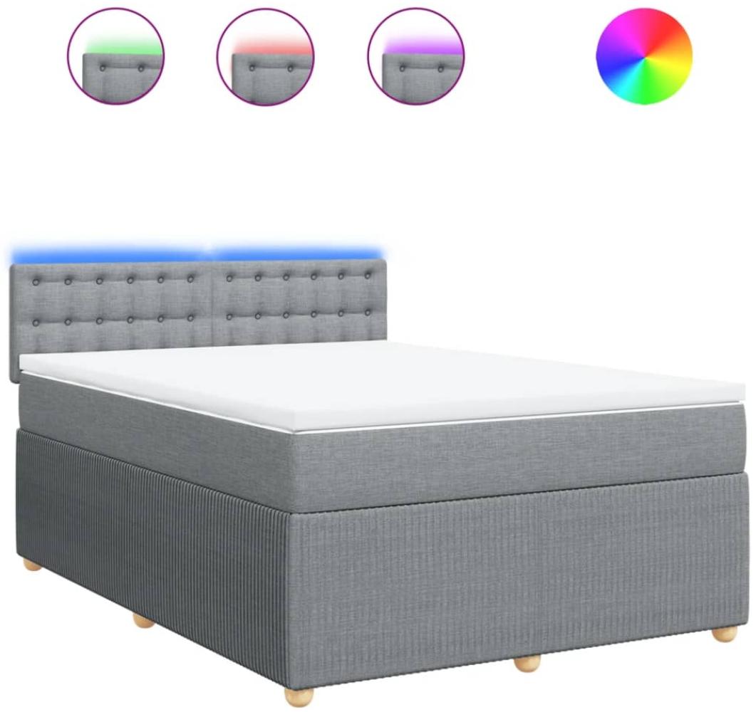 vidaXL Boxspringbett mit Matratze Hellgrau 140x200 cm Stoff 3289793 Bild 1