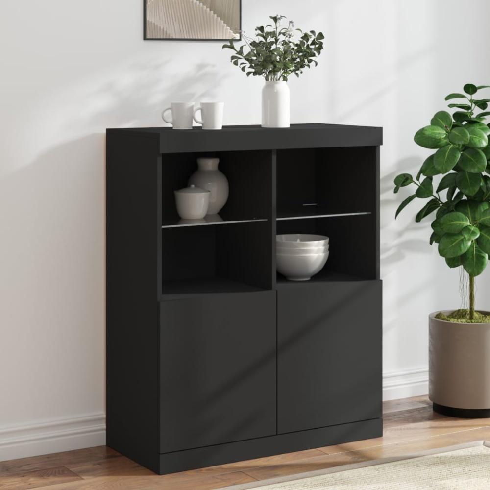 vidaXL Sideboard mit LED-Leuchten Schwarz 81x37x100 cm 836673 Bild 1