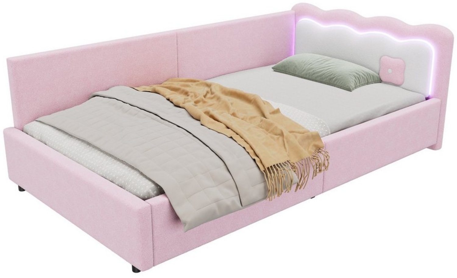 OKWISH Schlafsofa Multifunktional Polsterbett Einzelbett Kinderbett Daybett Tagesbett, Funktionsbett mit LED-Umgebungslicht, inkl. Lattenrost - Stilvolles Tagesbett, Ohne Matratze 90x200 cm Bild 1