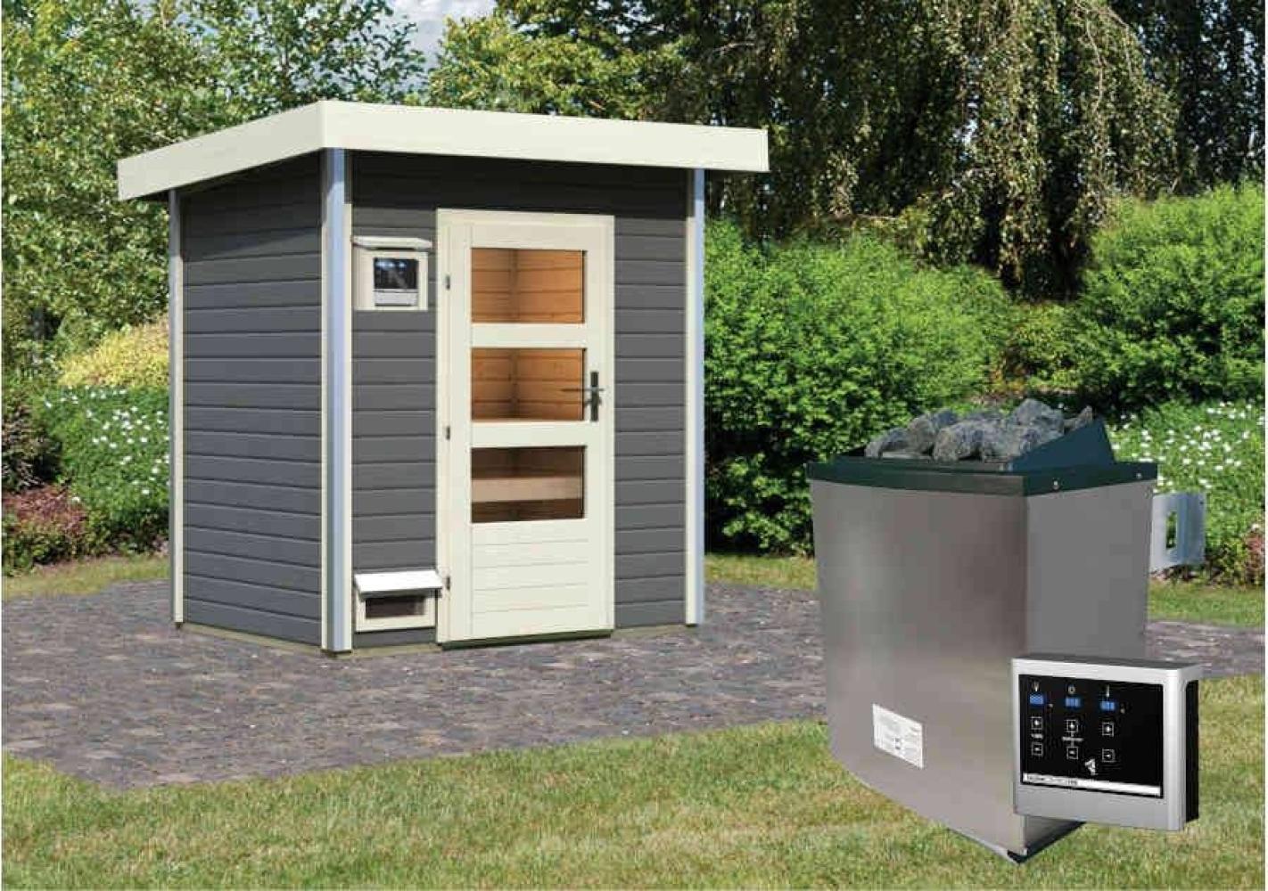 Karibu Sauna Jorgen Terragrau +9 kW Saunaofen mit ext. Steuerung Easy Bild 1