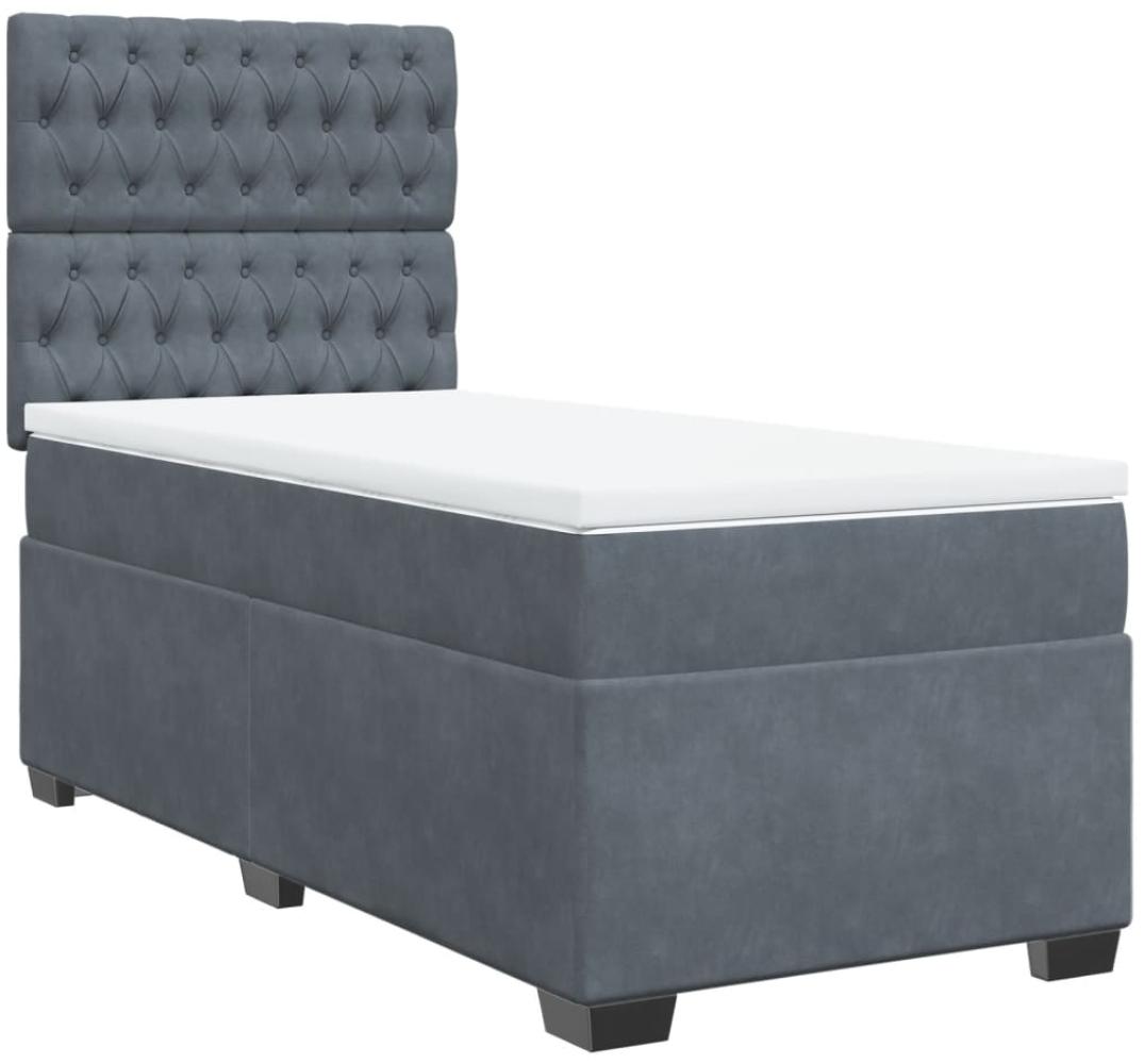 vidaXL Boxspringbett mit Matratze Dunkelgrau 90x190 cm Samt 3290793 Bild 1