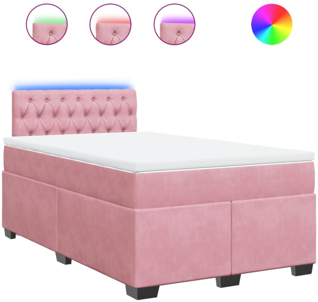 vidaXL Boxspringbett mit Matratze Rosa 120x200 cm Samt 3288593 Bild 1