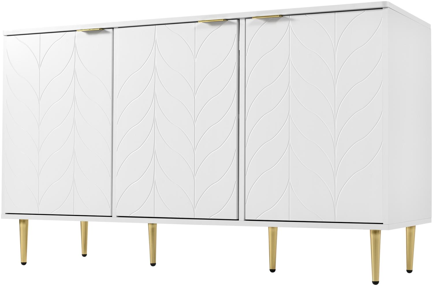 Merax Kommode, Nachtschrank Sideboard mit 3 Türen und 6 Fächer 127x45x75cm Bild 1