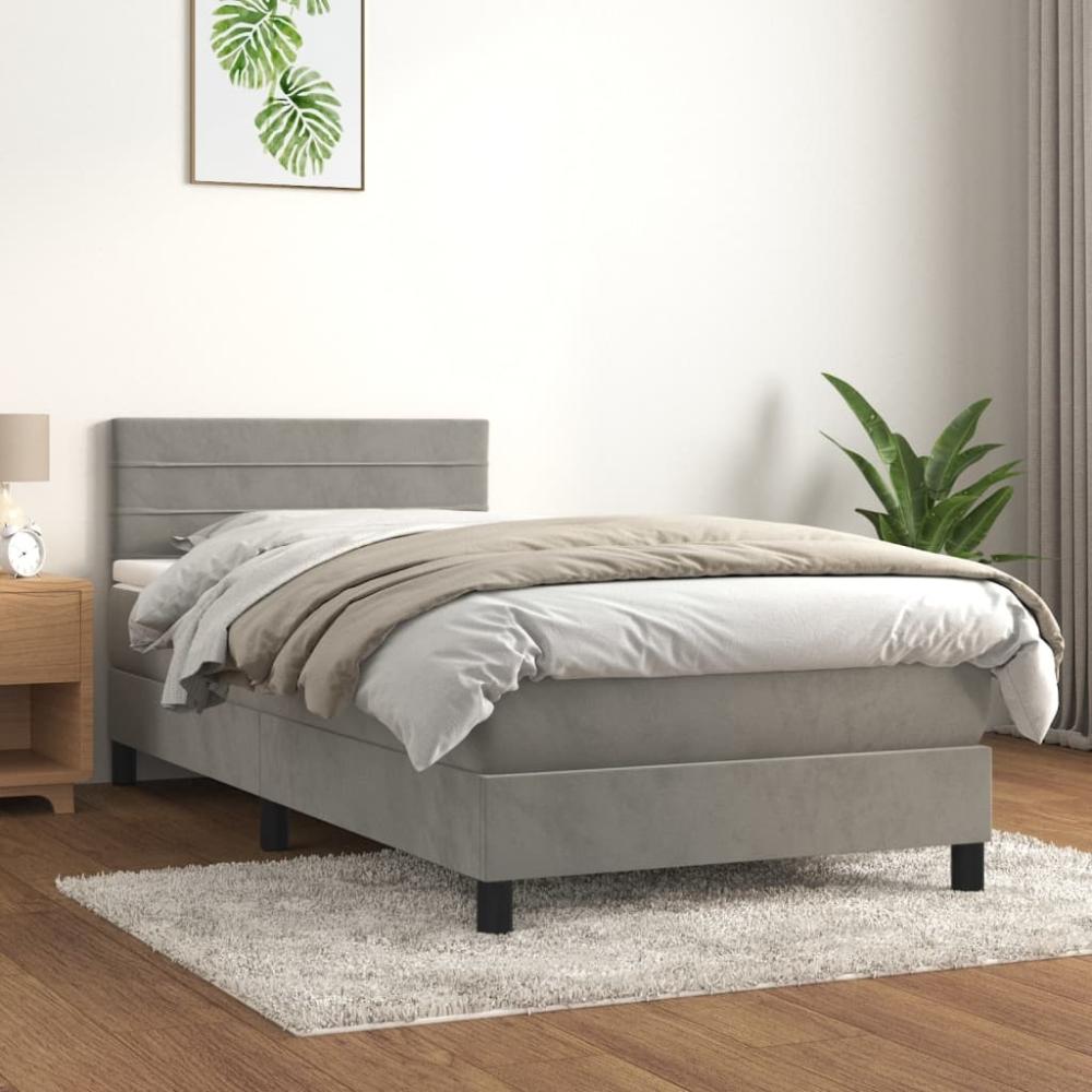 Boxspringbett mit Matratze Hellgrau 100x200 cm Samt Bild 1