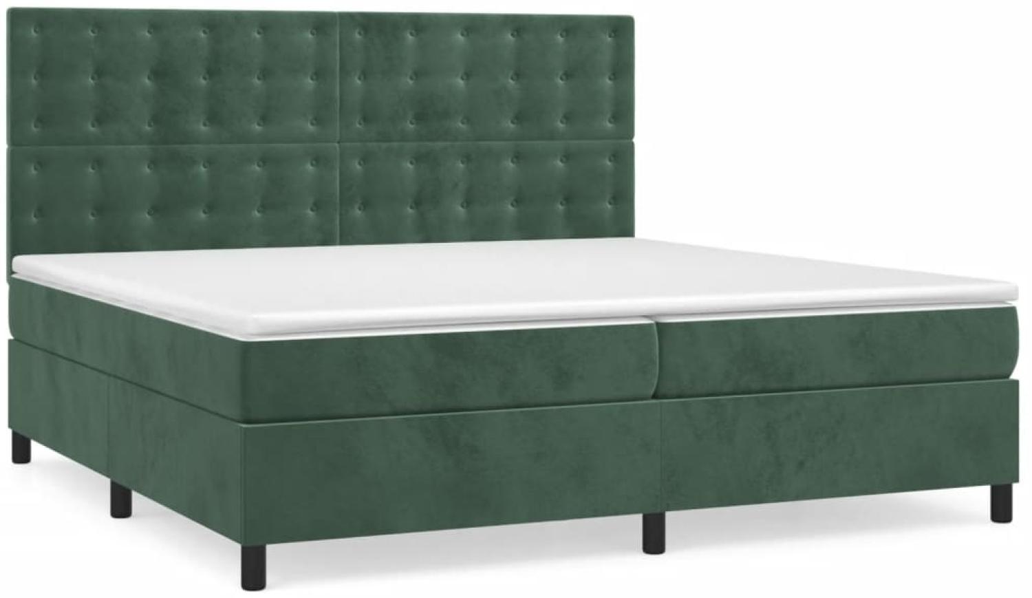 vidaXL Boxspringbett mit Matratze Dunkelgrün 200x200 cm Samt 3143286 Bild 1