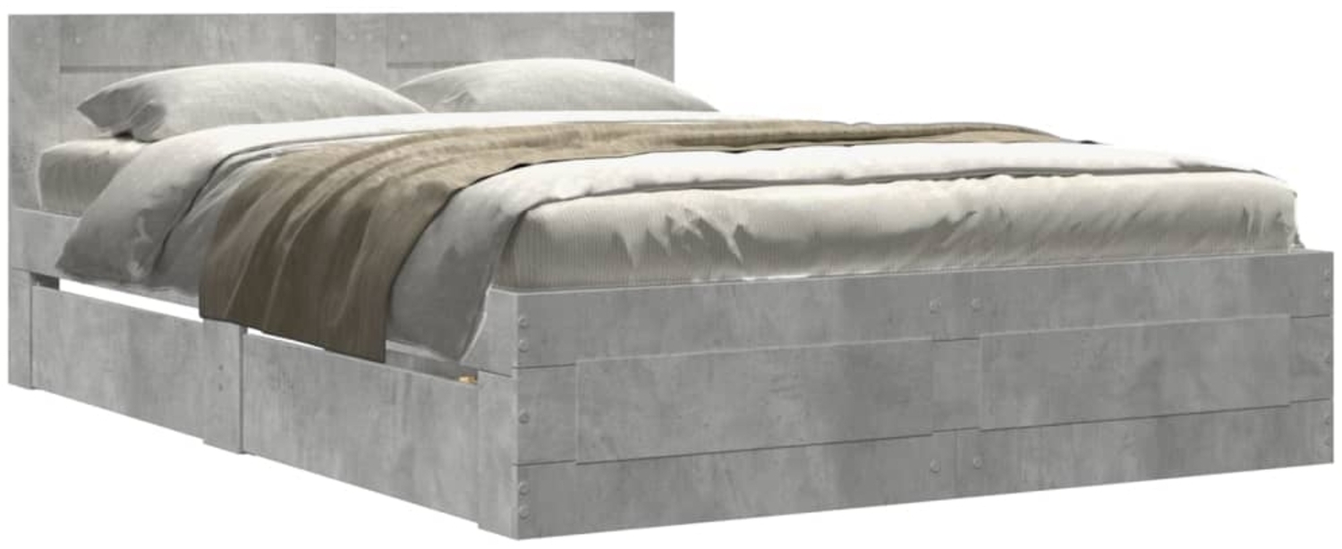 vidaXL Bettgestell mit Kopfteil Betongrau 120x190 cm Holzwerkstoff 3295607 Bild 1