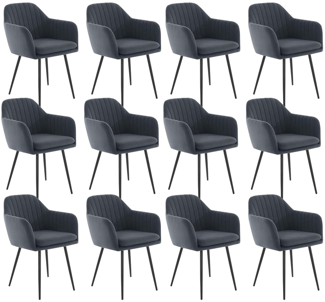 12er Set Sesselstuhl Lia - Samtvelour Grau Bild 1