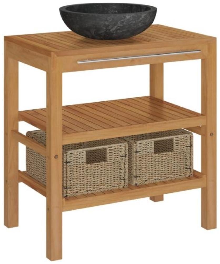 vidaXL Waschtisch Massivholz Teak mit Waschbecken Marmor Schwarz [3058175] Bild 1
