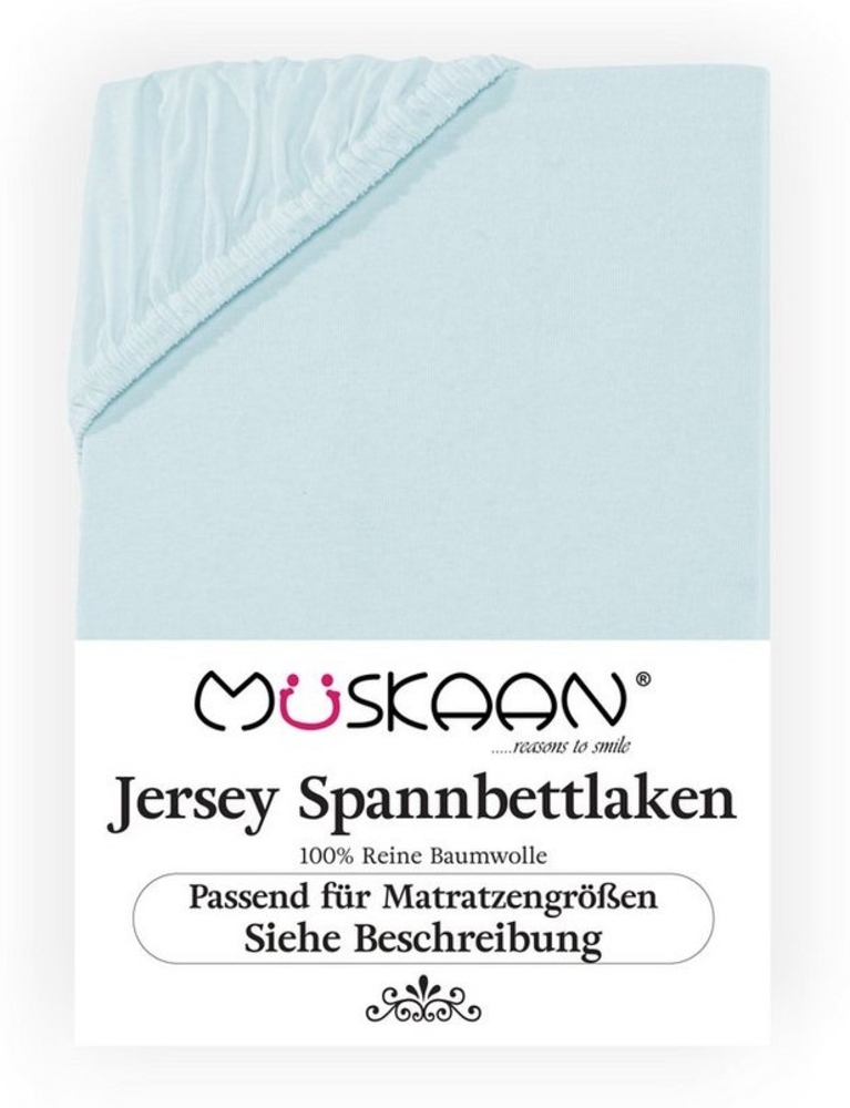 Müskaan Spannbettlaken Spannbetttuch Bettlaken Spannbetttücher Leintuch 100% Baumwolle, Jersey, Gummizug: Rundumgummizug, Matratzen Bezug bis 22cm Matratzenhöhe Bild 1