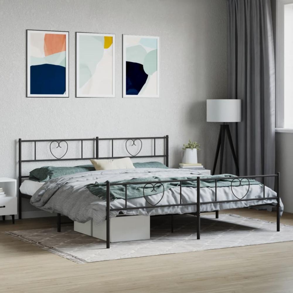 vidaXL Metallbett ohne Matratze mit Fußteil Schwarz 180x200 cm 355485 Bild 1