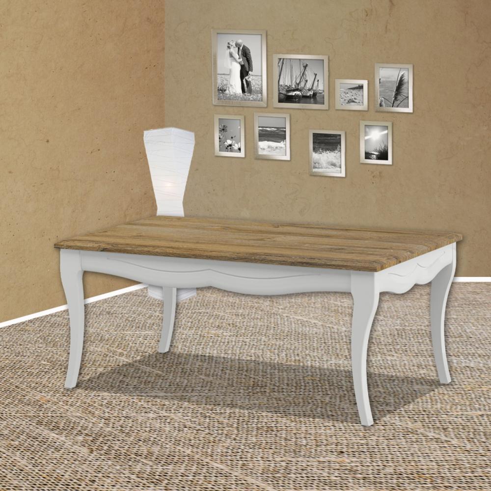 Couchtisch Tiffanie Wohnzimmertisch 120x49x60cm weiß eiche Provence Bild 1