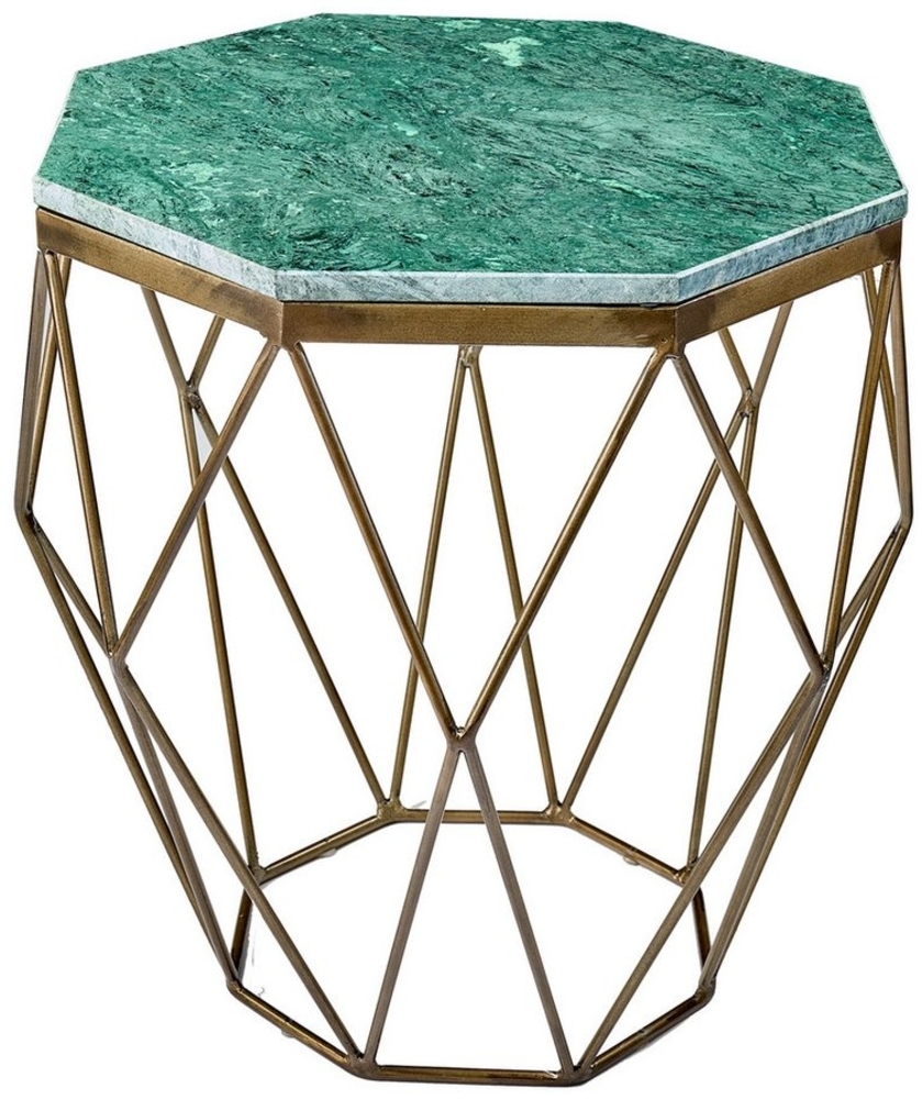 riess-ambiente Beistelltisch DIAMOND 50cm grün messing (Einzelartikel, 1-St), Wohnzimmer · Marmor · Metall · Industrial Bild 1