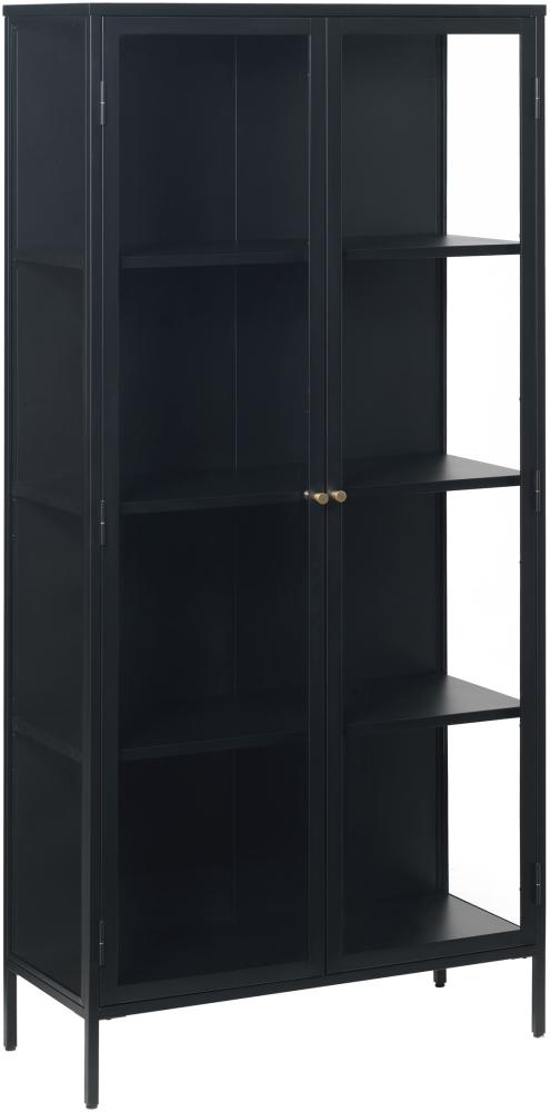 Vitrine >CARMEL< (B/H/T: 90x190x40 cm) in Metall Schwarz Lackiert Bild 1