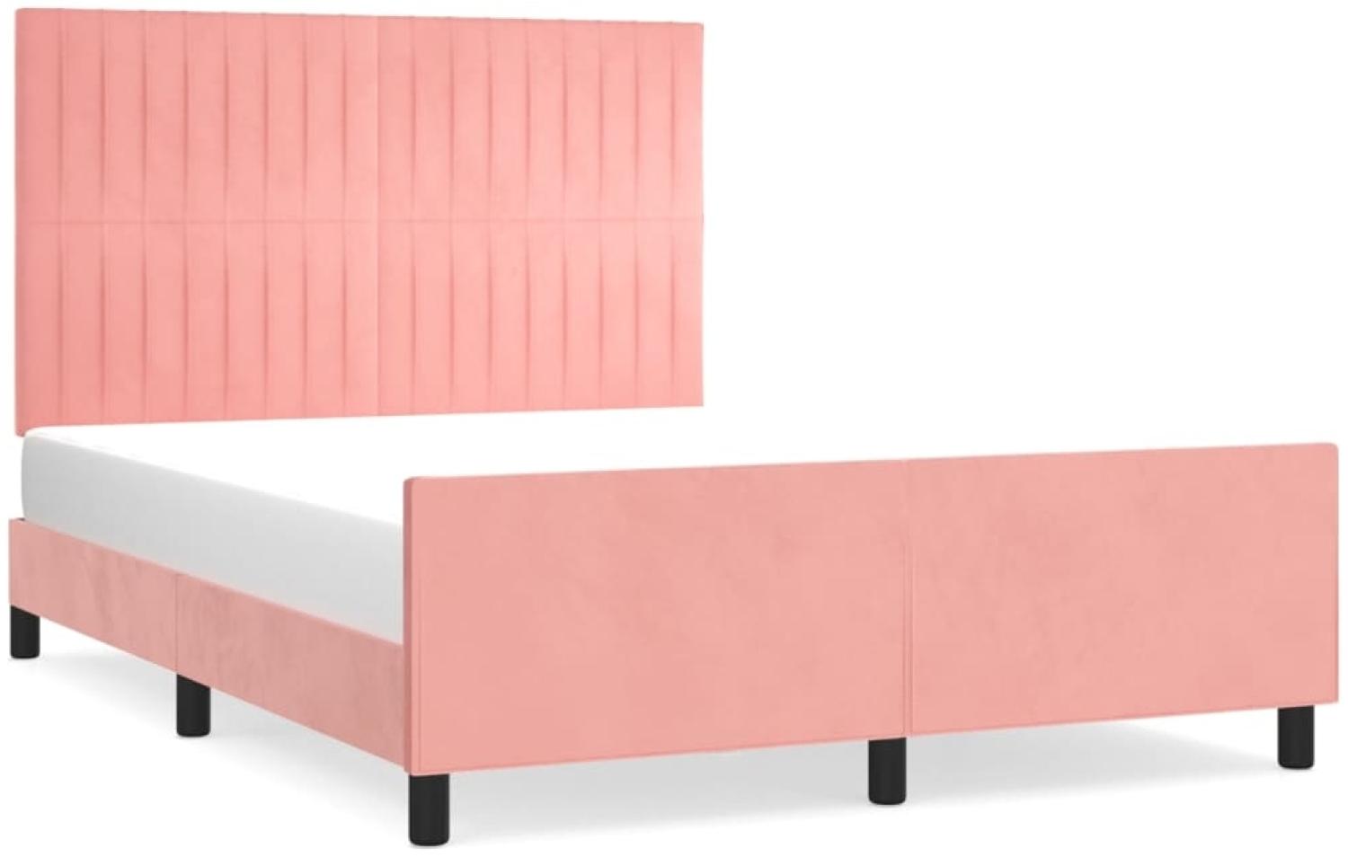 vidaXL Bettgestell mit Kopfteil Rosa 140x200 cm Samt 3125884 Bild 1