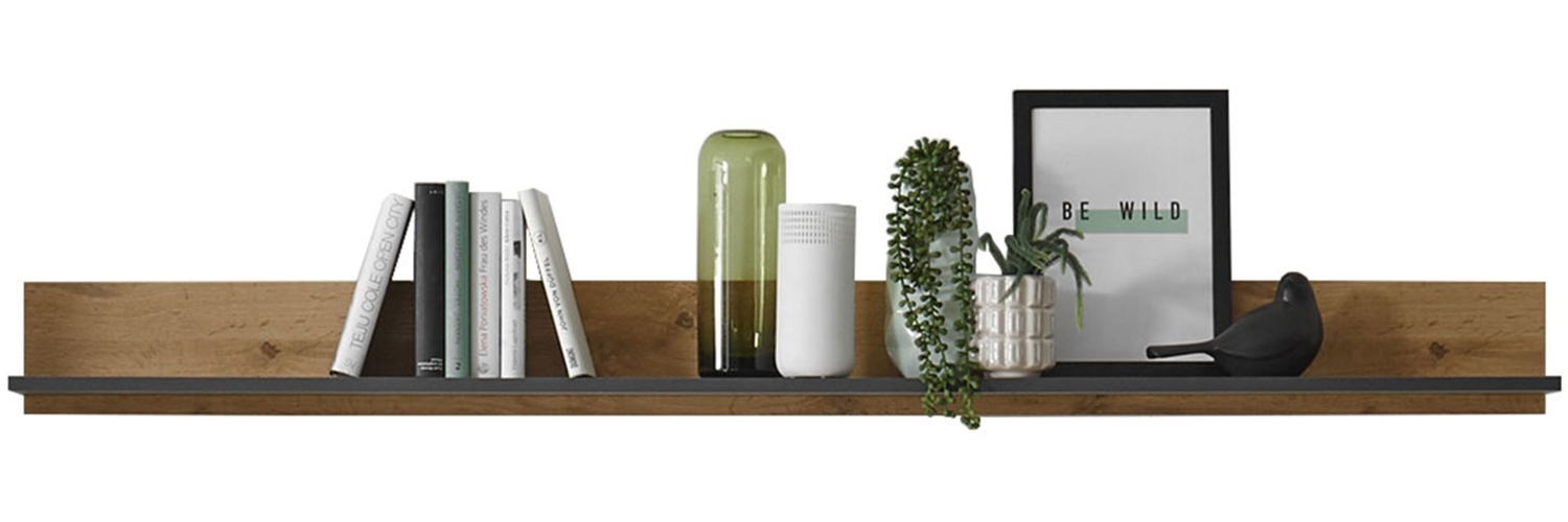 Wandboard Cintia / City, Holzwerkstoff, Schwarz, Holzfarben, 170 x 15 x 20 cm Bild 1